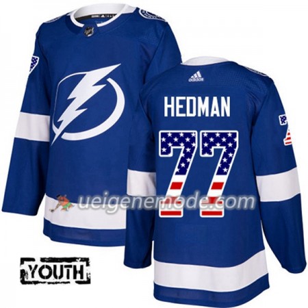 Kinder Eishockey Tampa Bay Lightning Trikot Victor Hedman 77 Adidas 2017-2018 Blue USA Flag Fashion Authentic